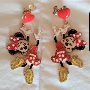 SOLD! Minnie Mouse Red and Gold Earrings